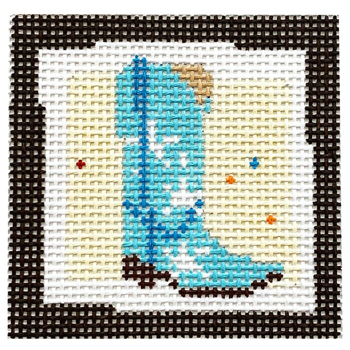 Blue Cowboy Boot Small Square