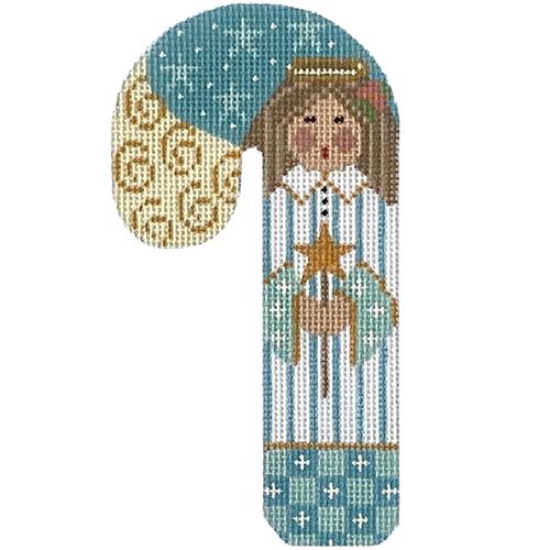 Blue & Gold Angel Candy Cane