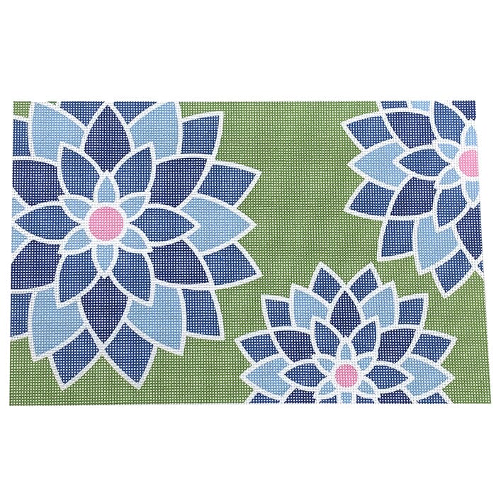 Blue Graphic Flower Clutch 18 mesh