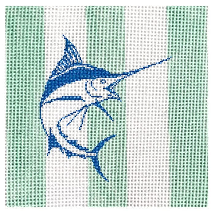Blue Marlin on Mint Stripes