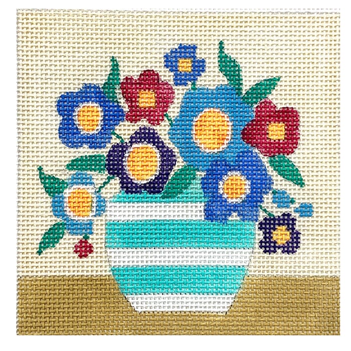 Blue Mod Flowers Coaster