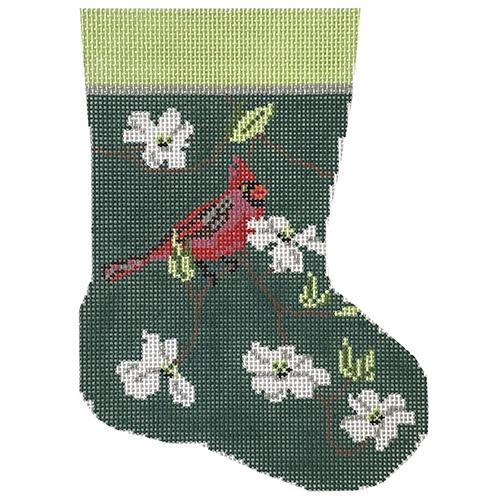 Cardinal & White Dogwood Mini Stocking