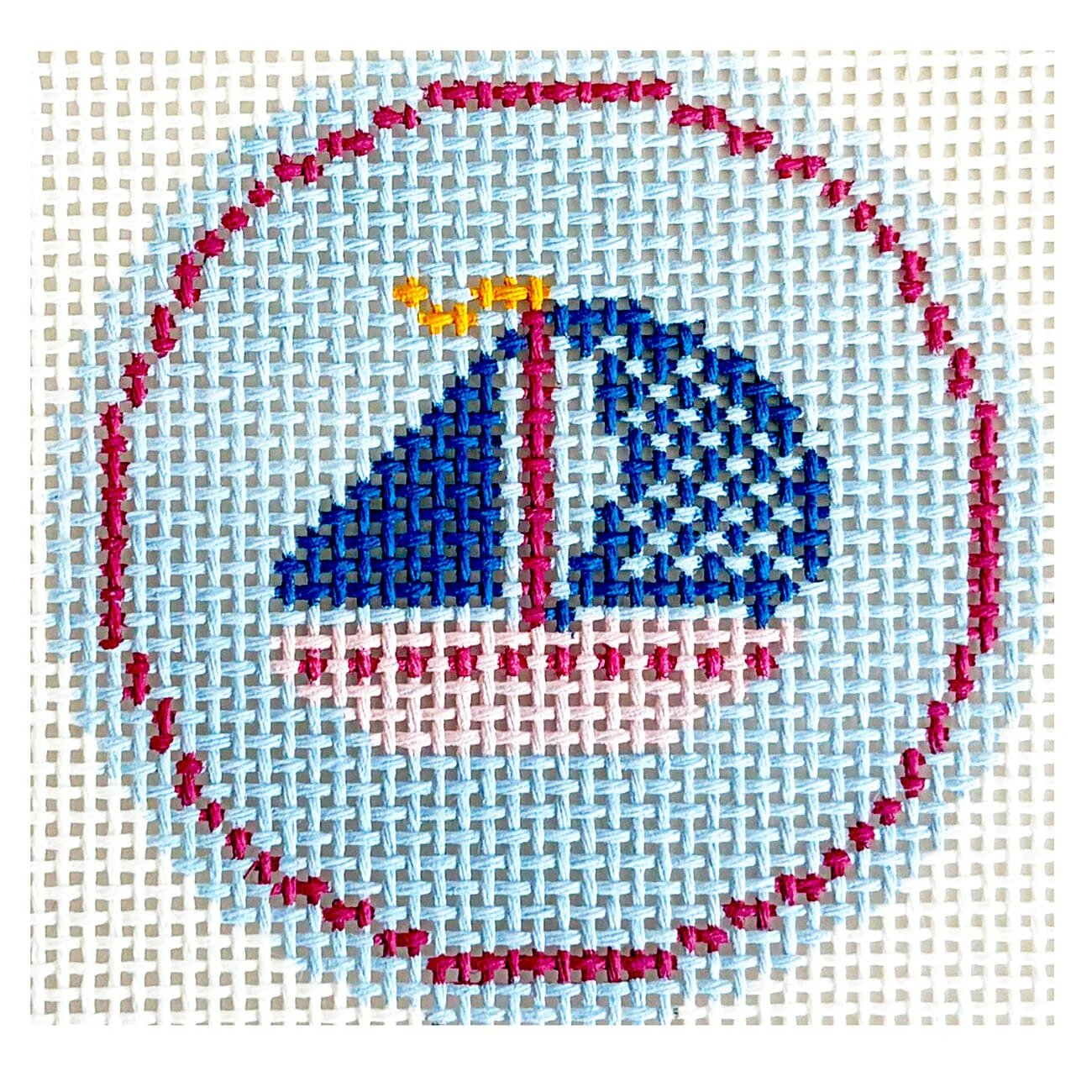 Blue Sailboat on Blue Round