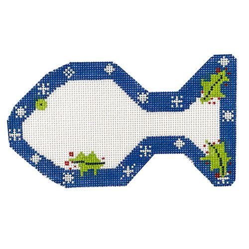 Blue Snowflake Cat Fish Ornament