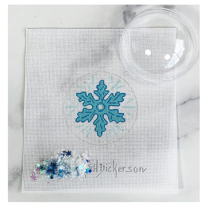 Blue Snowflake 3" Round Clear Dome & Confetti