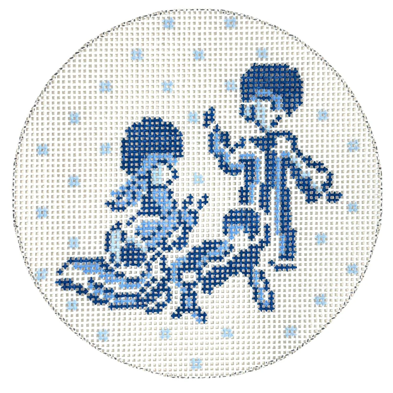 Blue & White Holy Family Round