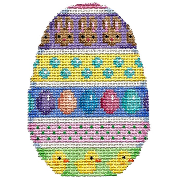 Bunnies/Eggs/Chicks Horizontal Striped Egg with Stitch Guide