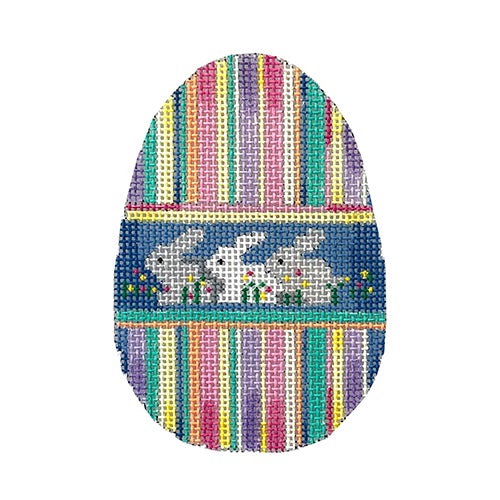 Bunnies on Hoppy Stripes Egg