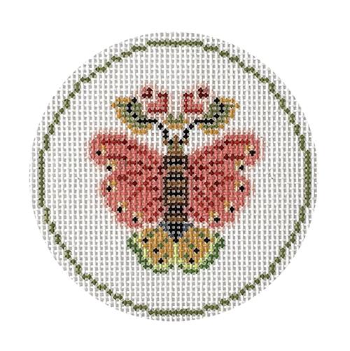 Butterfly Round - Pink & Green