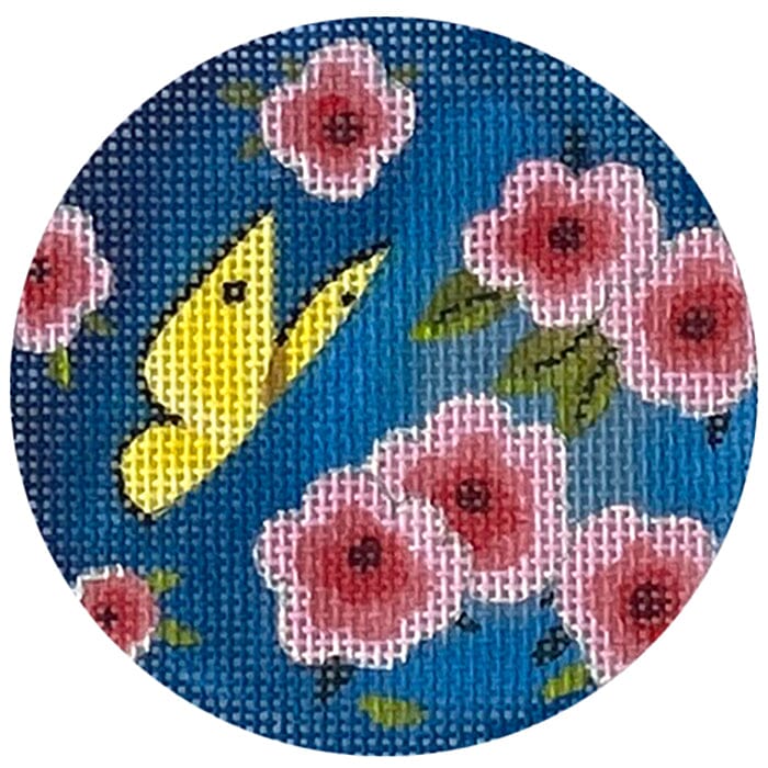 Butterfly with Cherry Blossoms Round