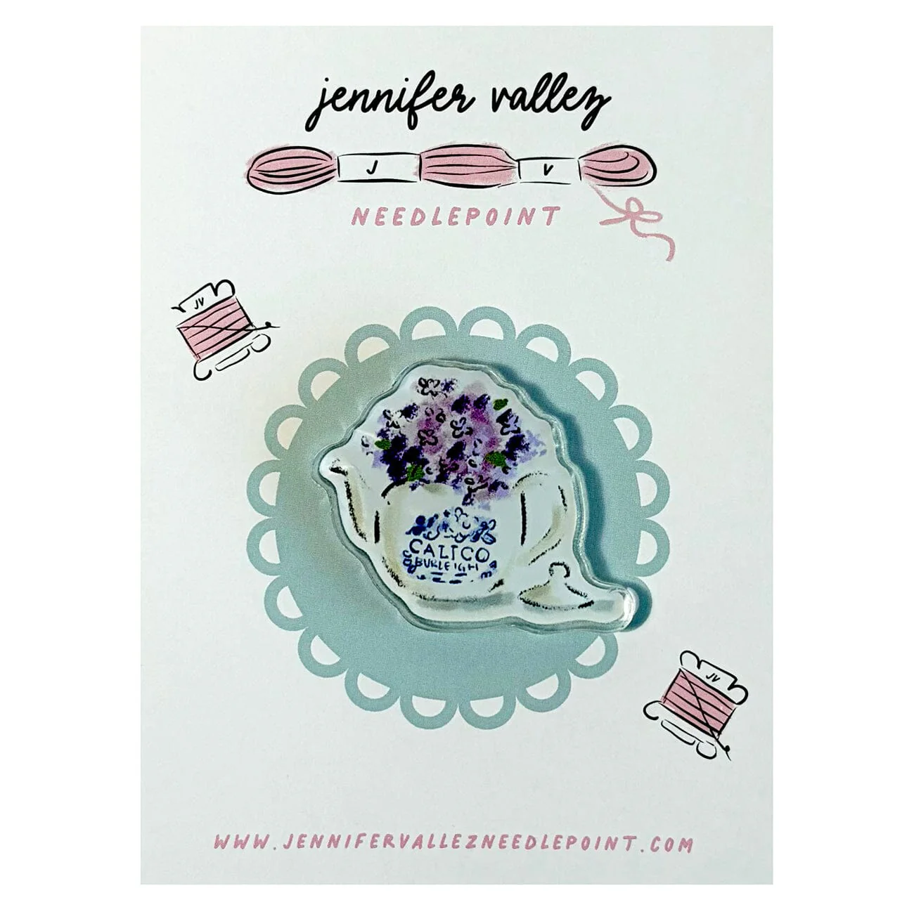 Calico Teapot Acrylic Needle Minder