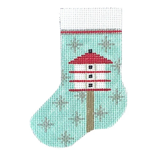 Candy Cane Birdhouse Mini Stocking