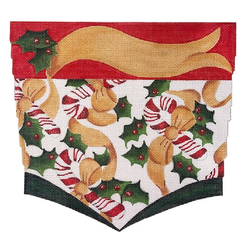 Candy Cane & Holly Stocking Cuff