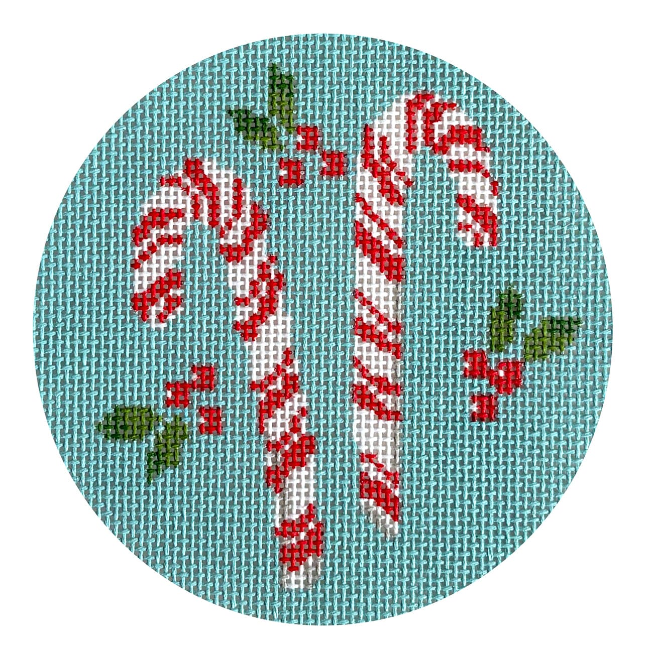 Candy Canes on Blue Round