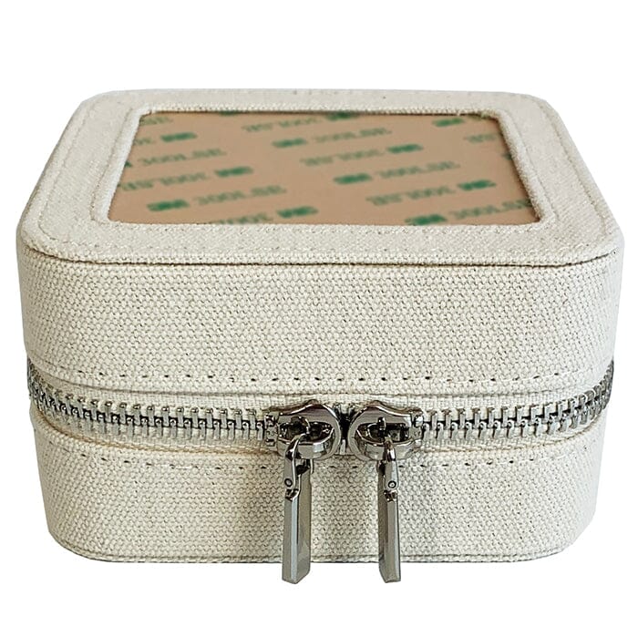 Canvas 4" Square Jewelry Box - Linen - Image 2