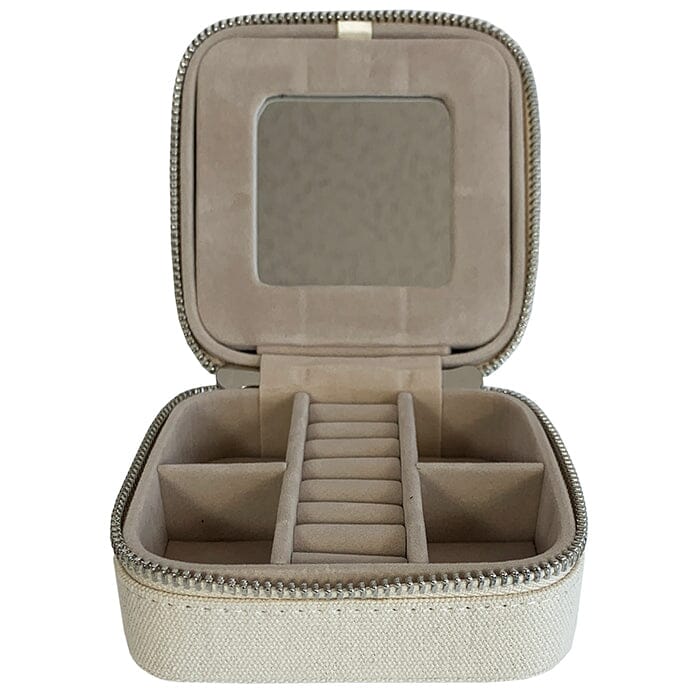 Canvas 4" Square Jewelry Box - Linen - Image 3
