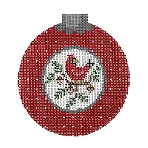 Cardinal Dots Ornament - Facing Right