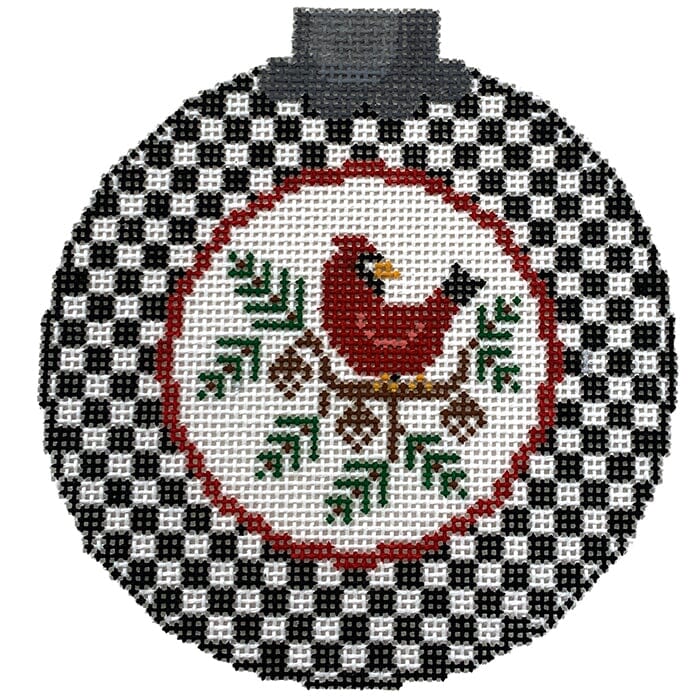 Cardinal on Black and White Checks