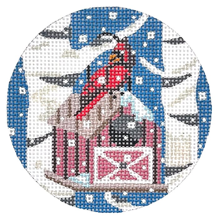 Cardinal with Brown Birdhouse Ornament