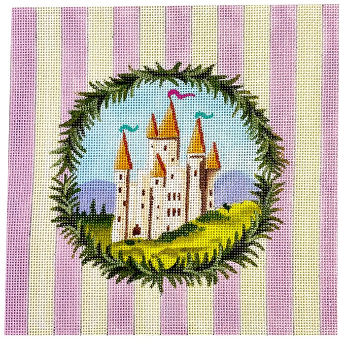 Castle in Wreath on Stripes Fairytale