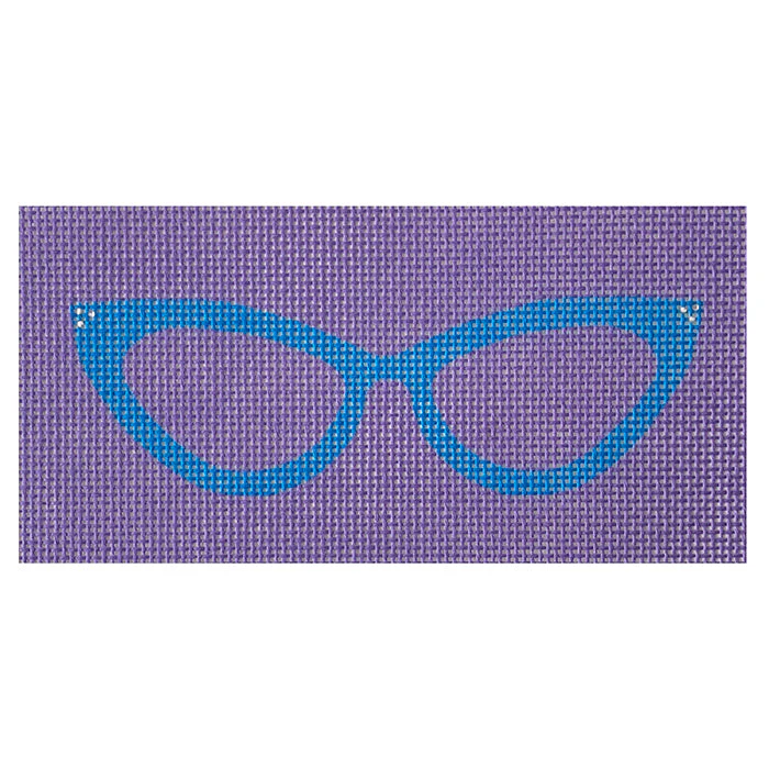 Cat Eye Glasses Eyeglass Case - Blue on Purple