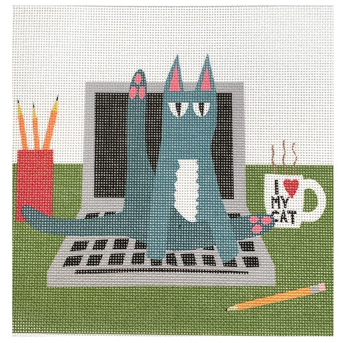Cat on Computer