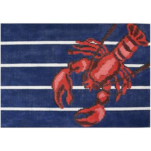 Lobster on Blue and White Stripes