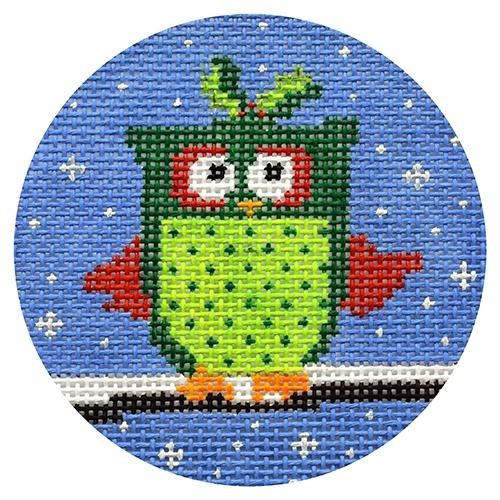 Owl with Holly on Head Round