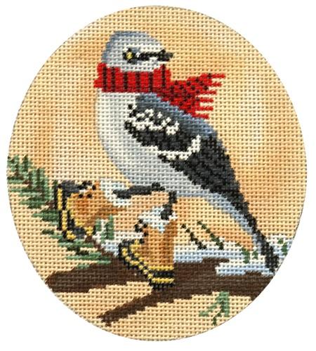 Mockingbird with Red Scarf & Boots Ornament