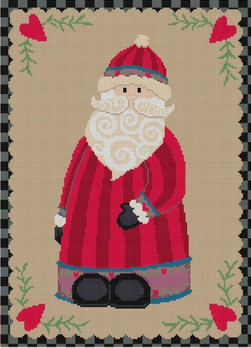 Santa with Heart Border with Stitch Guide