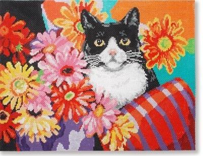 Cat w/ Flowers