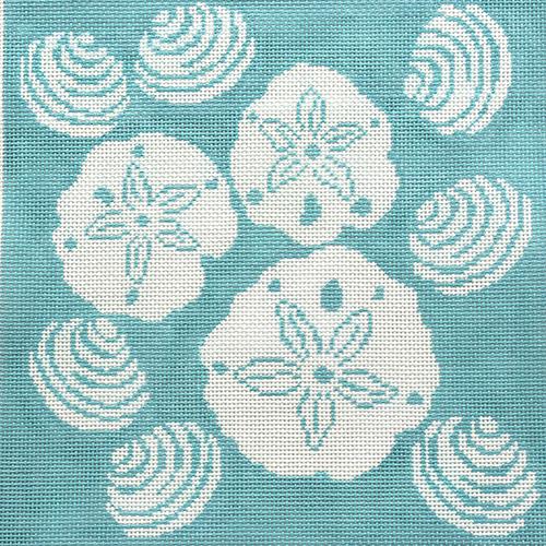 Shell Toss Pillow on Aqua