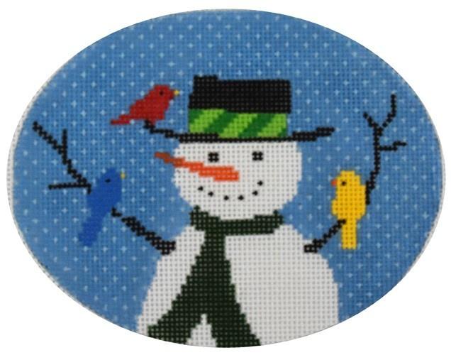 Snowman with Birds Oval