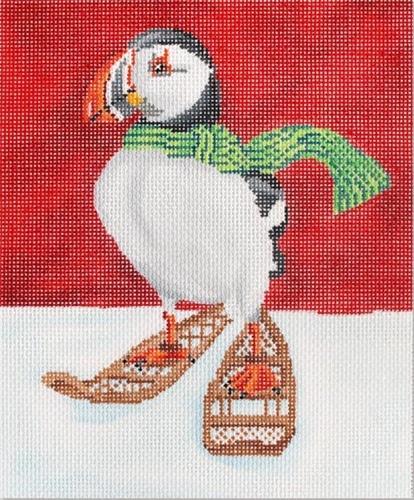 Puffin with Snowshoes Pillow