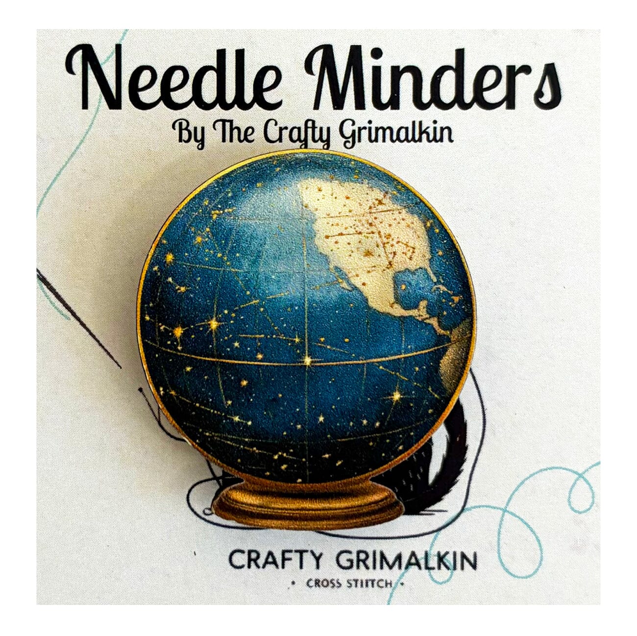 Celestial Globe Wooden Needle Minder