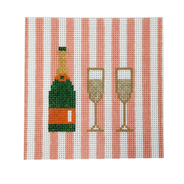 Champagne 4" Coaster Peach Stripes