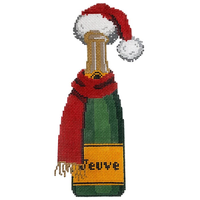 Champagne Bottle - Santa Hat and Scarf
