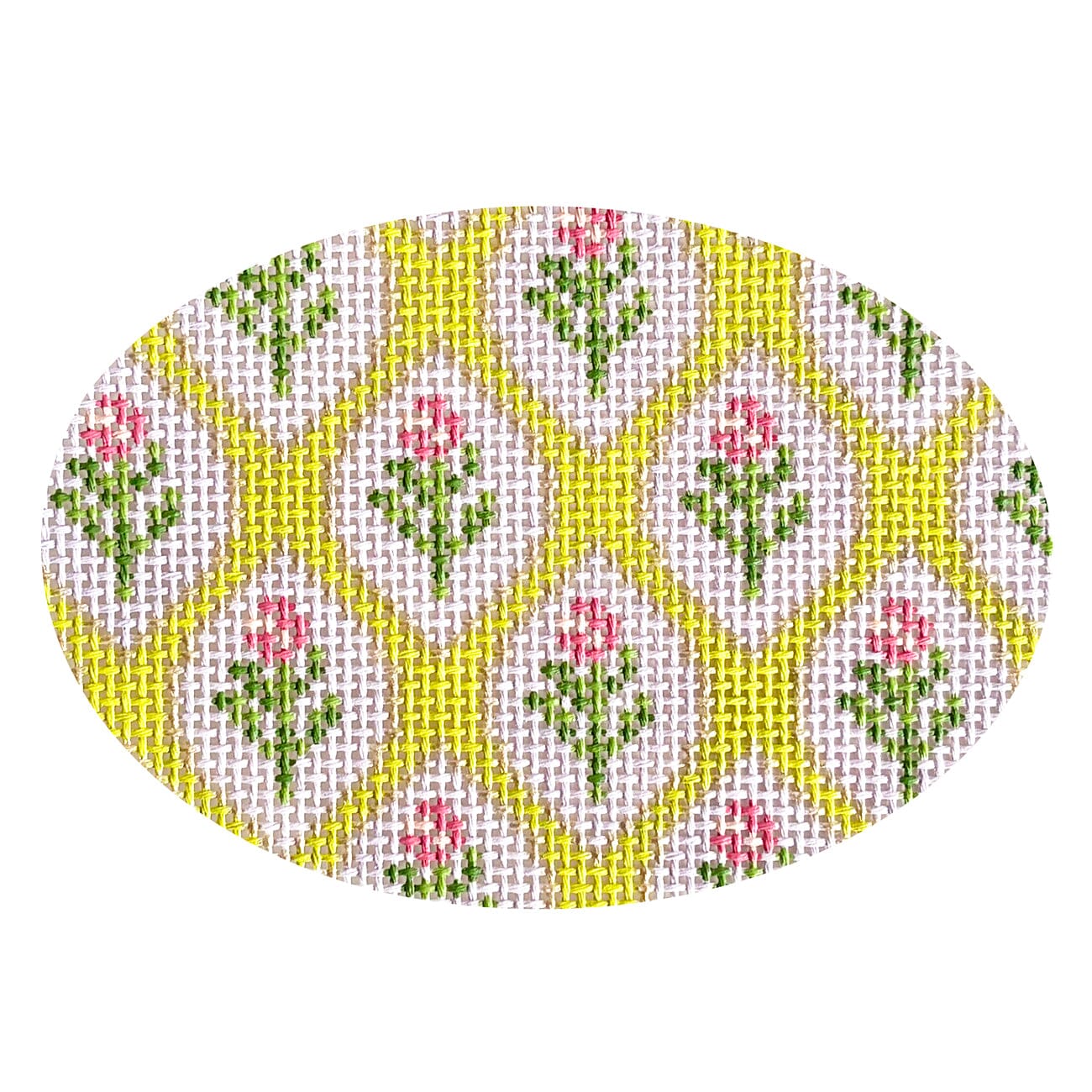 Chartreuse / Lilac Floral Oval