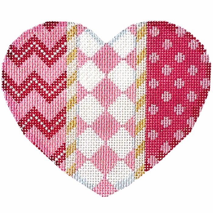 Chevron/Harlequin/Dots Large Heart