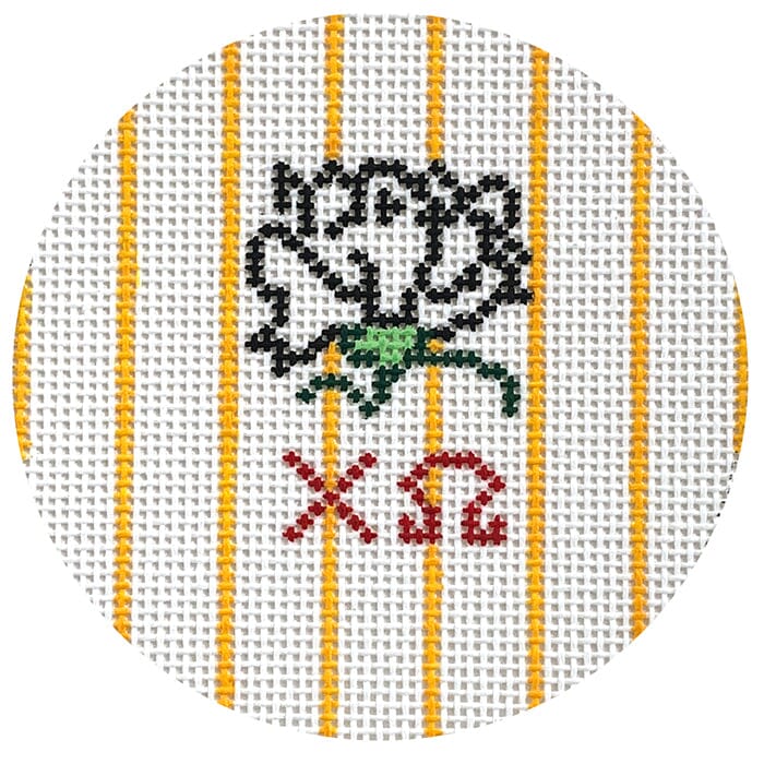 Chi Omega 3" Round with White Carnation