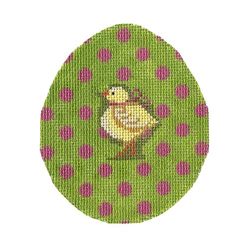 Chick on Lime & Fuchsia Polka Dot Egg