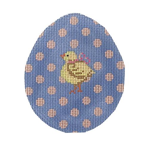 Chick on Periwinkle & Pink Polka Dot Egg