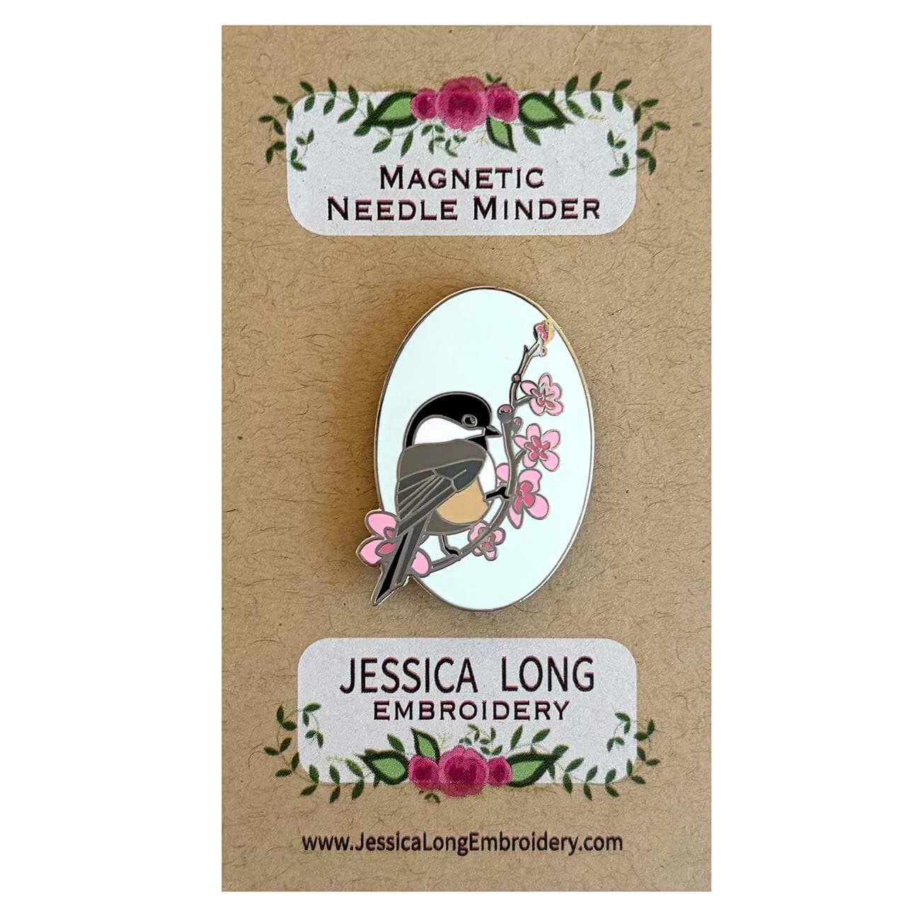 Chickadee Enamel Needle Minder