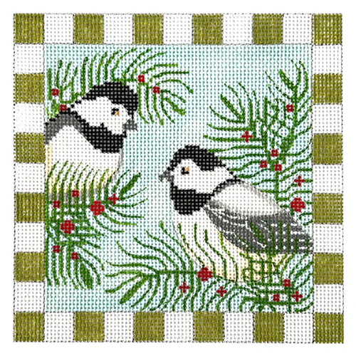 Chickadees and Evergreen