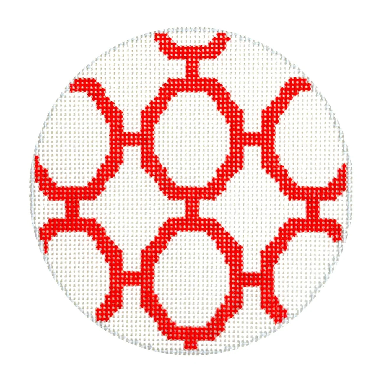 Chinoiserie 1 - Red/White Fretwork Round