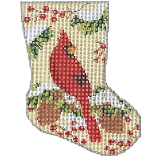 Christmas Cardinal Mini Stocking