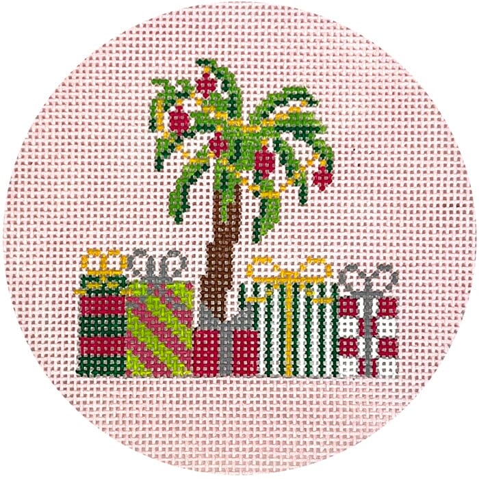 Christmas Palm Tree on Pink Ornament