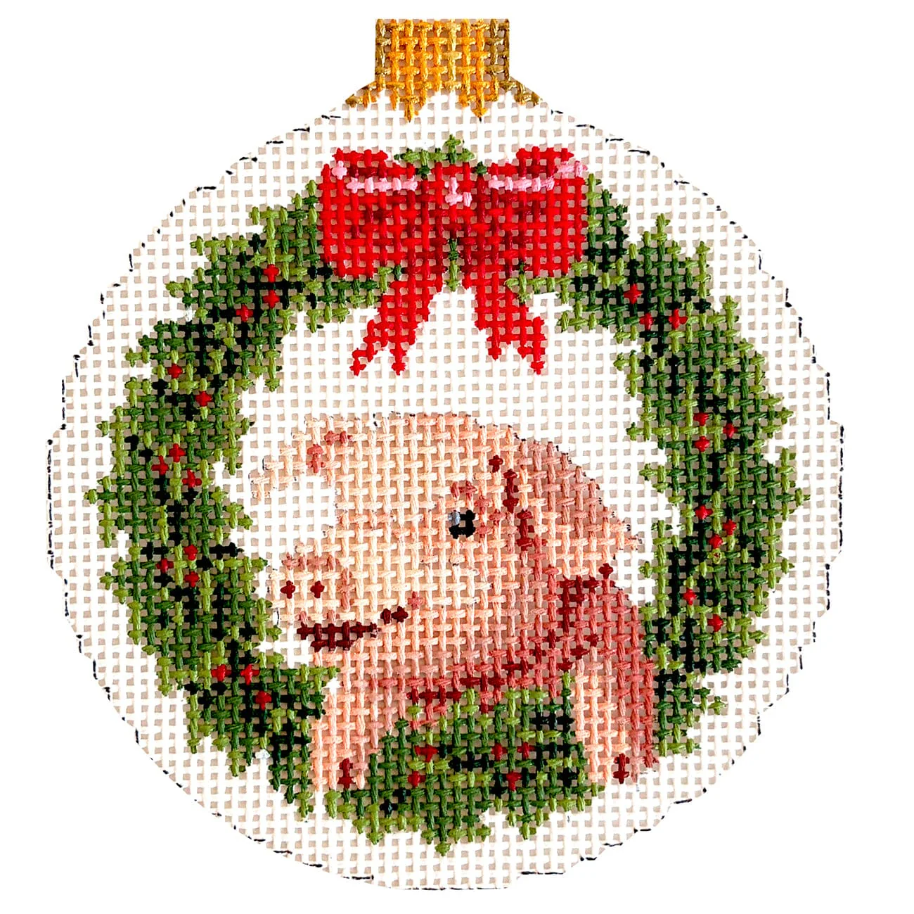 Christmas Pig, 4.5" Round on 13