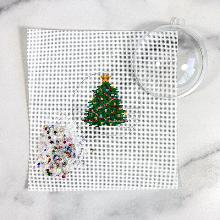 Christmas Tree Ornament with Clear Dome & Confetti