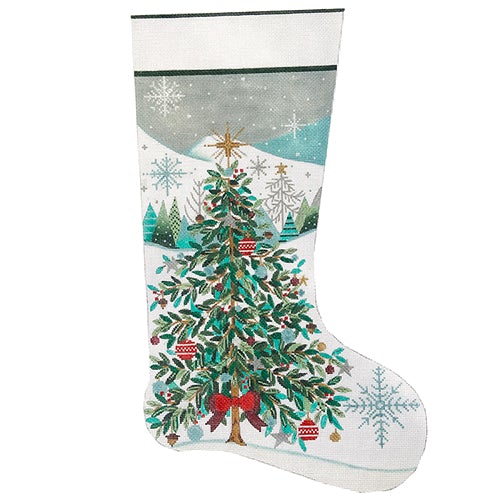 Christmas Tree with Red Bow Stocking